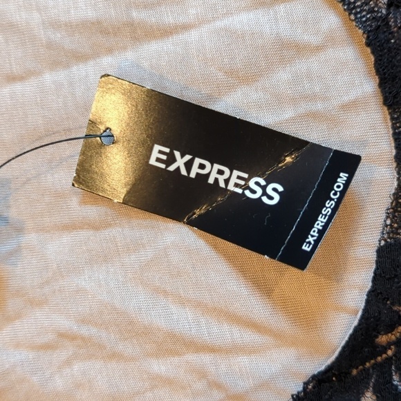 Express Lace Floral Dress Black Lined Bow Sleeveless Size Small nwt Romance - Picture 8 of 13